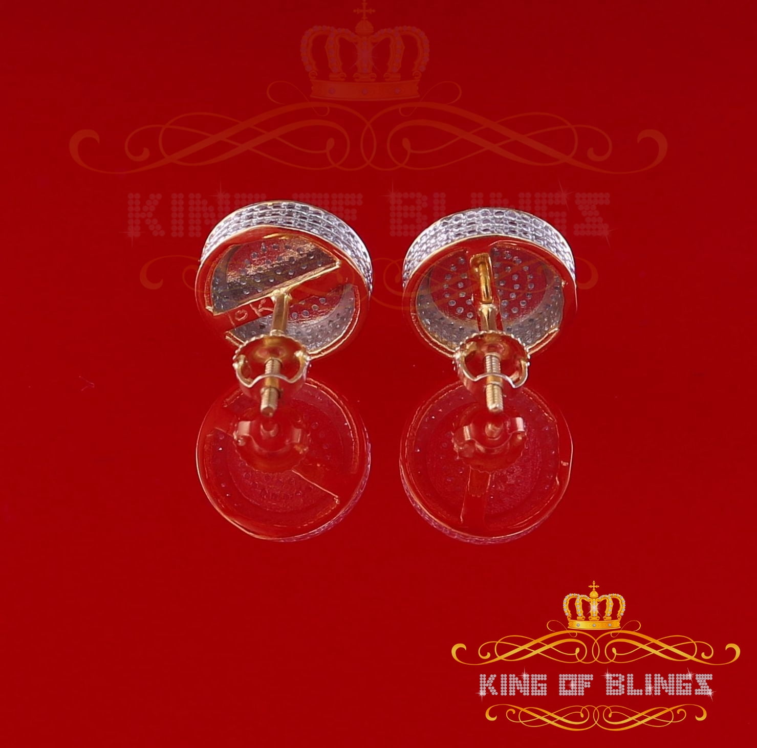 King of Bling's 10K Real Yellow Gold Real Diamond 0.50CT Men's/Women's Round Stud Micro Earring