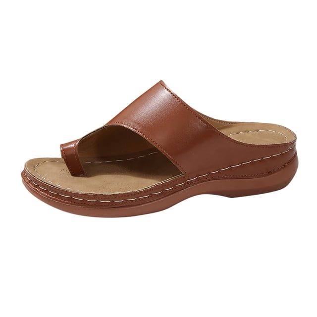Summer Sandals for Women Orthotic Slip On Flip Flops with Arch Support Toe Loop Slippers Comfortable Casual Shoes, 39