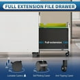thumbnail image 6 of 3 Drawers Locking File Cabinet On Wheels Under Desk, Metal Filing Cabinets For Home Office/A4/Letter-Size Files/Hanging File Folders-White(Assembly Required), 6 of 9