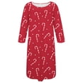 thumbnail image 6 of CQXIDFH Women's Plus Size Nightgown Crew Neck Long Sleeve Sleepwear, Soft Stretch Printed Midi Sleep Dress with Side Pockets, Holiday Christmas & Daily Oversized Loungewear Nightshirt Red, 6 of 7