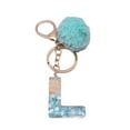 thumbnail image 2 of Dress Choice Letter Pendant Plush Ball Resin Keychain Alphabet Initial Letter Keychain Key Ring for Women Grils Purse Handbags with Fur Ball Pom Charm Decoration, 2 of 8