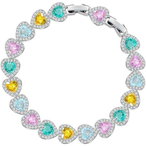Cubic Zirconia Classic Tennis Bracelet for Women | Heart Bracelets for Brides