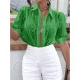 thumbnail image 4 of Gynyvoja Womens Summer Tops Cute Boho Blouses Beach Vacation Spring Outfits Eyelet Embroidered Clothes Green XL, 4 of 7