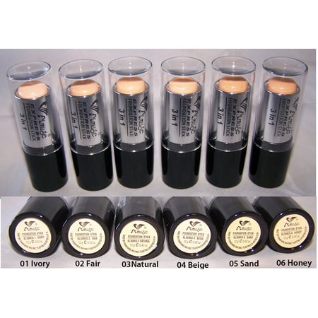 Cosmetics Express 3 In 1 Makeup Foundation Sticks Amuse Choice of 6 Colors - Ivory - Gifts (Best 3 In 1 Foundation)