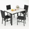 thumbnail image 3 of LinkRomat 5-Piece Marble Dining Table Set, Modern Kitchen Table and 4 Upholstered Black PU Chairs for Dining Room, Dinette, Compact Space Saving Dining Furniture Set, Table Edging, 3 of 10