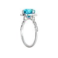 thumbnail image 3 of 14K White Gold 3.25 ctw Blue Topaz Ring with Diamonds Flower Leaves Halo, 3 of 7