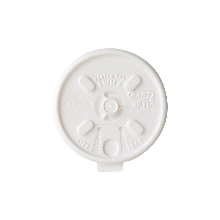 Dart Plastic Lids Vented Fits 8 Oz To 10 Oz HotCold Foam Cups White