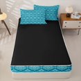 thumbnail image 4 of jejeloiu Elegant Damask Zipper Full Size Comforter Sets with Fitted Sheet and 2 Pillowcases,Traditional Print Zipper Bedding Set For Adults,Teal White,Black Reversible,4-Piece, 4 of 7