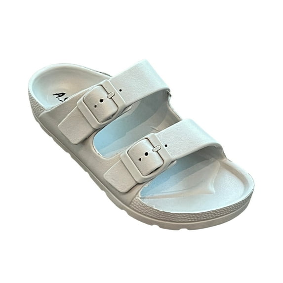 Andrew By Andrew Stevens Comfort Slides Double Buckle Adjustable Scooby Flat Sandals