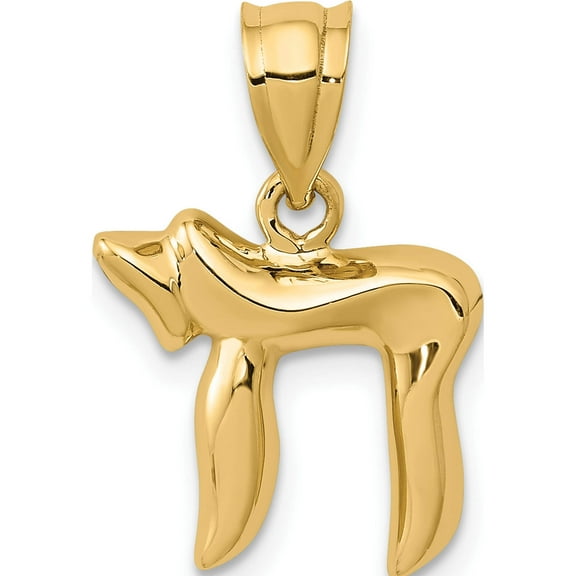 14K Yellow Gold Chai Charm (19 X 13) Made In United States k5101