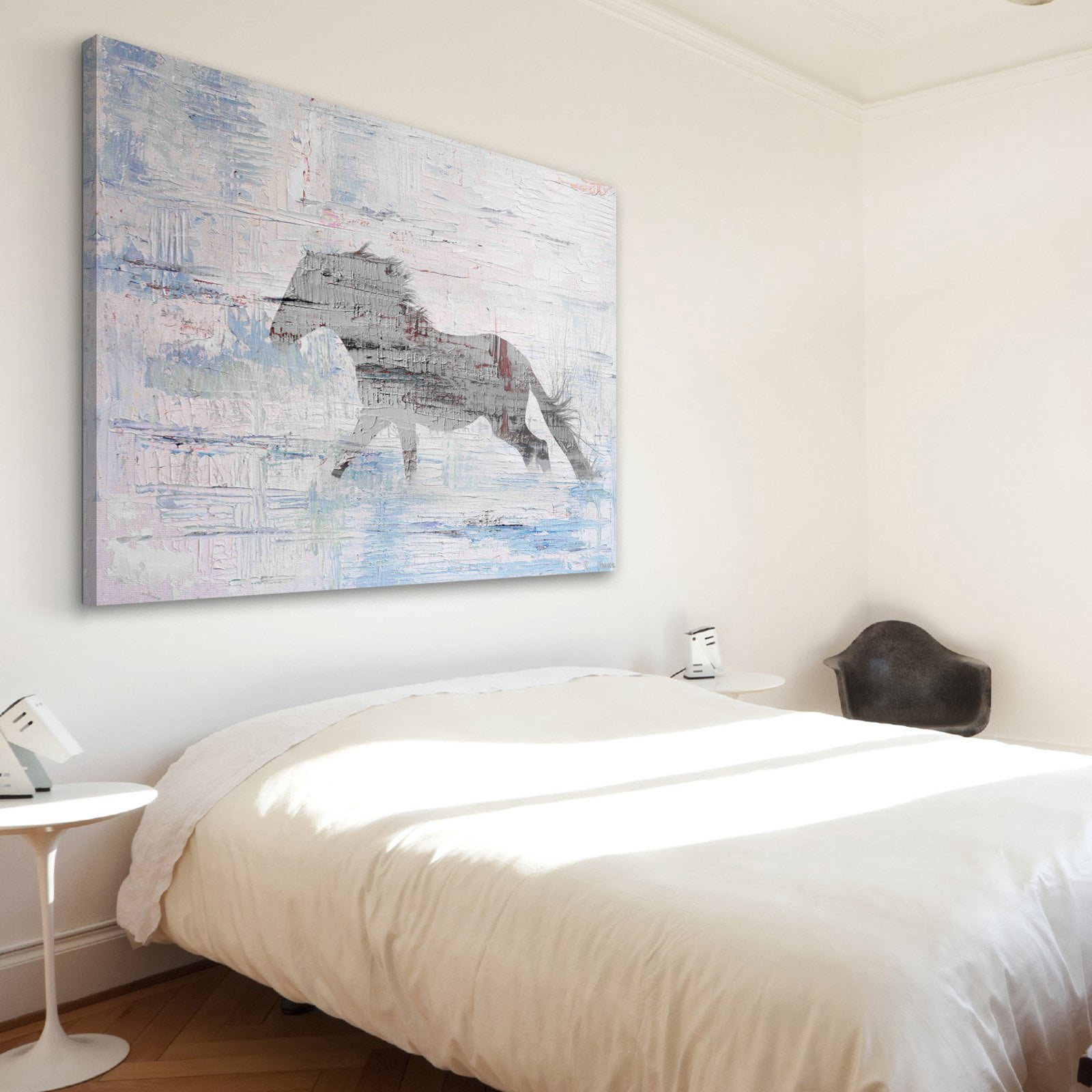 "Grey Horse Trot 2" Painting Print on Wrapped Canvas
