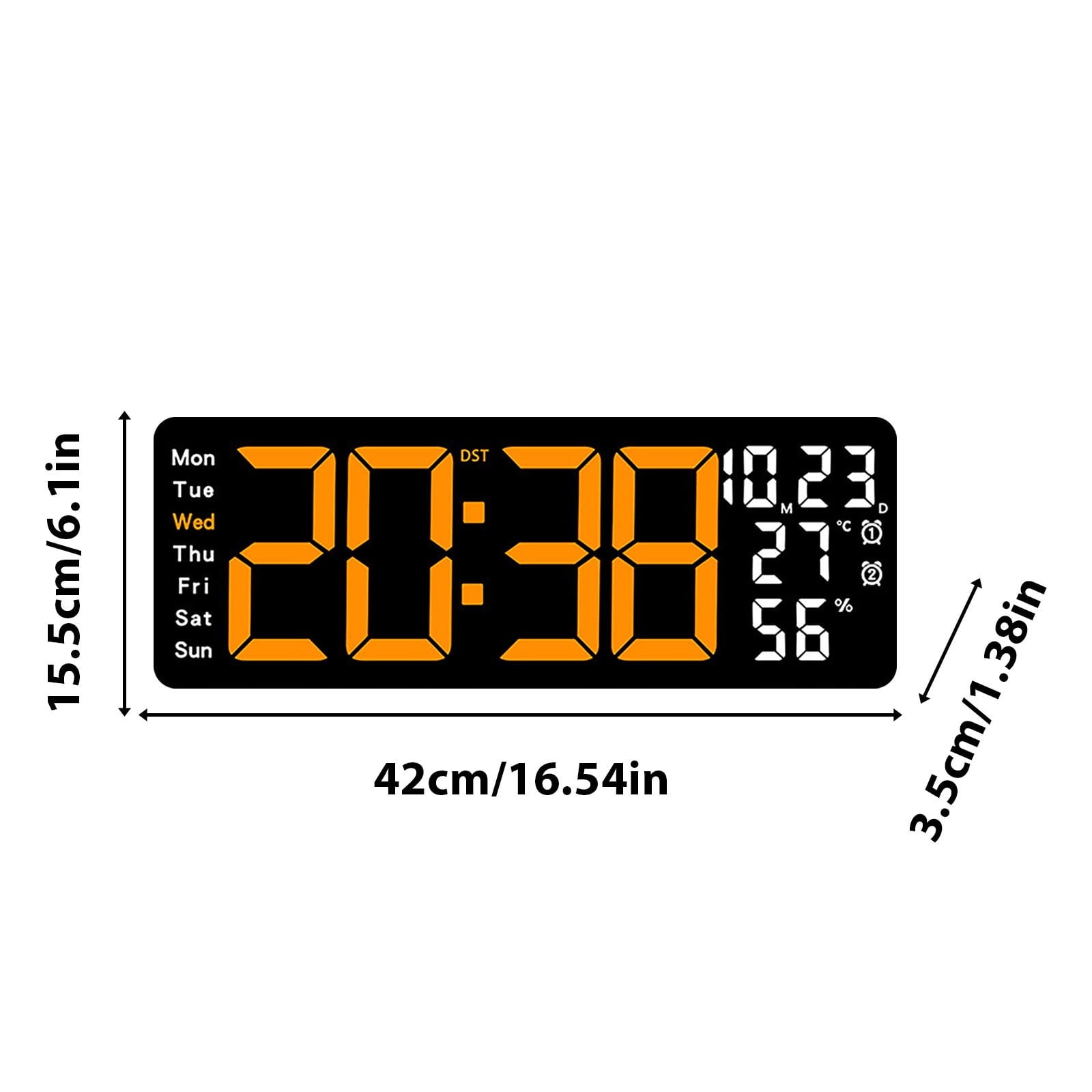 Zzbeans 17.3 Inch Large LED Digital Wall Clock, Multifunctional Electronic Clock with Temperature Humidity Display and Remote Control, Modern Alarm Clock with RGB Night Light for Living Room Bedroom
