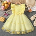 thumbnail image 2 of Ruyang Toddler Baby Tulle Dress Bow Flower Print Pleated Smocked Dresses Elegant Cute Ruffles Sleeve Summer Casual Dresses, 2 of 6