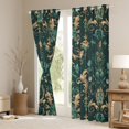 thumbnail image 3 of Feelyou Green Gold Damask Black Out Curtains for Women, Hippie Rustic Flower Curtains Pack of 2 (42x63 Each), Retro Bohemian Style Bedroom Curtains, Window Curtains Home Decor, 3 of 6