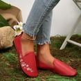 thumbnail image 2 of Xfvqtps Womens Embroidered Moccasin Flats Slip on Loafers Floral Design Round Toe Casual Shoes Comfortable Flat Sole Red, 2 of 9