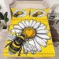 thumbnail image 2 of jejeloiu Kawaii Flowers Daisy Queen Sheet Sets,Yellow Black Bee Bed Set For Girls Kids 4pcs, 2 of 7