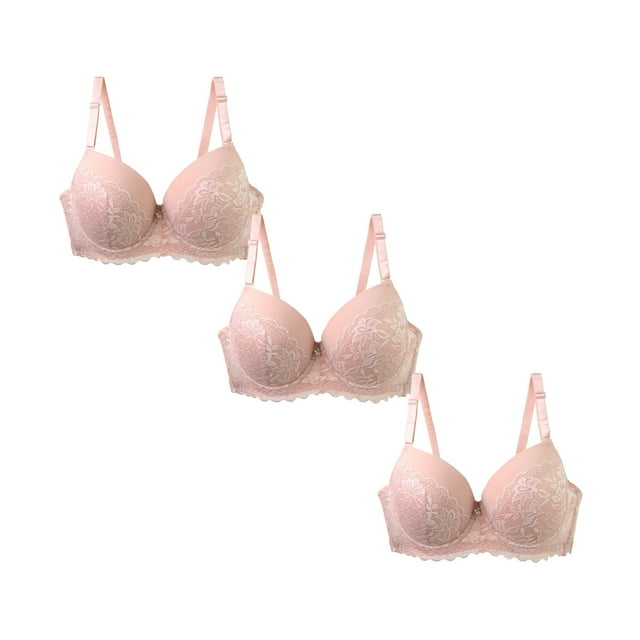 ManxiVoo Plus Size Women Underwire Lace Bra 3 Piece Set Comfort Support Full Coverage Smoothing Underwear 100D Size