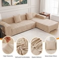thumbnail image 5 of SHANNA Stretch Sectional Couch Covers Non Slip L Shaped Sofa Slipcover with Elastic Bottom Washable Couch Protector with 2 Pillowcases (Camel, 3+3 Seater), 5 of 12