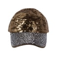 thumbnail image 2 of Womens Sequin Fashion Baseball Cap w/ Full Stoned Bill - Gold, 2 of 2