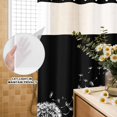 thumbnail image 3 of No Hook Shower Curtain, White Dandelion Shower Curtains for Bathroom with See Through Top Window, Spring Flowers Botanical Vintage Black Waterproof & Washable Bath Curtain 60"x72", 3 of 9