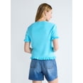 thumbnail image 3 of Free Assembly Women’s Ruffle Trim Sweater with Short Sleeves, Lightweight, Sizes XS-XXL, 3 of 4