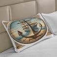 thumbnail image 2 of Ambesonne Nautical Knitted Quilt Pillowcover, Vintage Maritime Anchor, 30"x20", Pale Brown and Soft Blue, 2 of 2