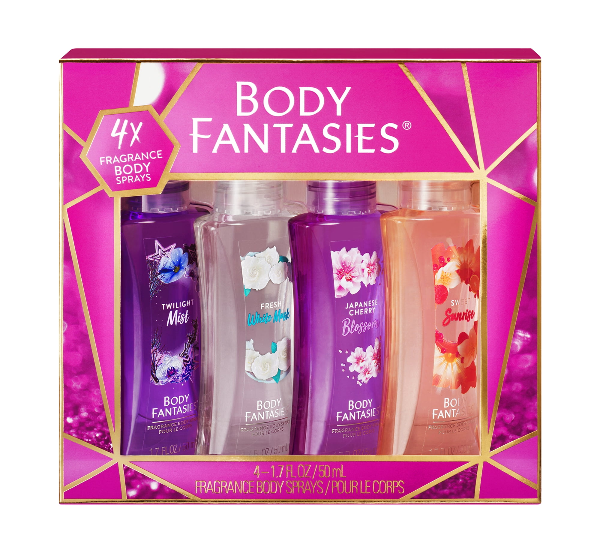 Body Fantasies Signature Fragrance Body Spray Gift Set, 1.7 fl oz, 4 Count