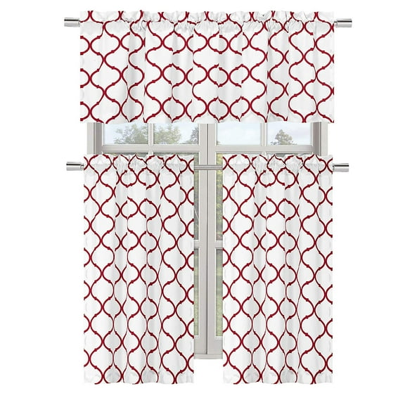 Regal Home Collections Shabby Chic Rod Pocket Trellis Lattice Window Valance - Red