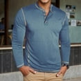 thumbnail image 2 of Nafuu Males T Shirts Solid Color Henley Long Sleeve Button Down Soft Casual Tee Comfortable Relaxed Fit Top For Everyday Wear Stylish Home T Shirts For Man, 2 of 7