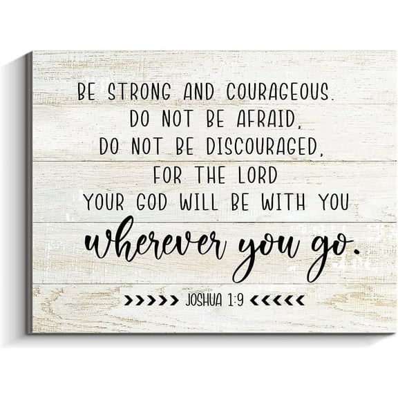 Bible Verses Wall Decor Joshua 1: 9 Wall Art - Be Strong and Courageous Christian Wall Art Inspirational Wall Decor for Bedroom (wooden, 11 x 14 inch)