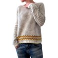 thumbnail image 1 of Aztec Sweater Woman Crewneck Sweater Boho Striped Oversized Long Sleeve Vintage Aztec Print Knitted Pullover Top, 1 of 5