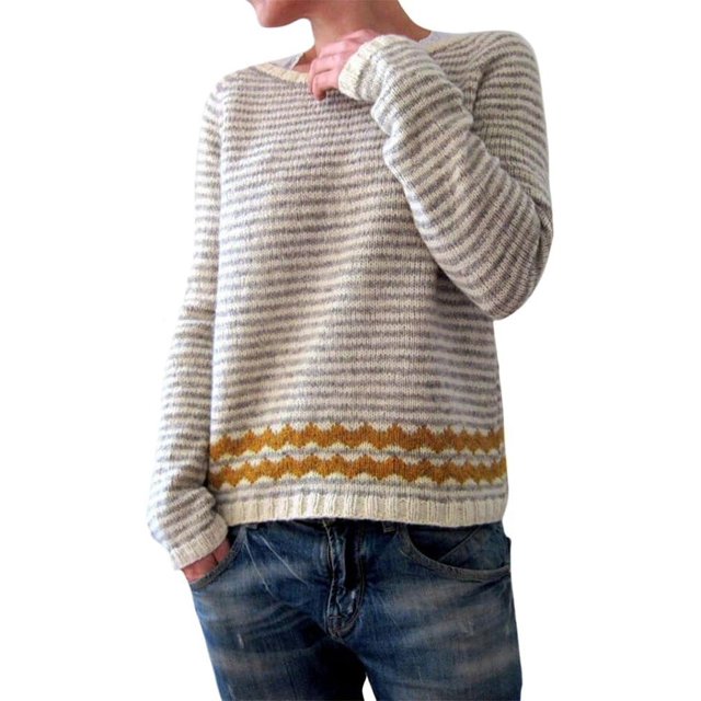 Aztec Sweater Woman Crewneck Sweater Boho Striped Oversized Long Sleeve Vintage Aztec Print Knitted Pullover Top