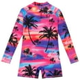 thumbnail image 6 of SILVERCELL Kids Girls One Piece Long Sleeved UV protective Bathing Suit Coconut Tree Flamingo Children Girl Swimsuit 4-12T, 6 of 16