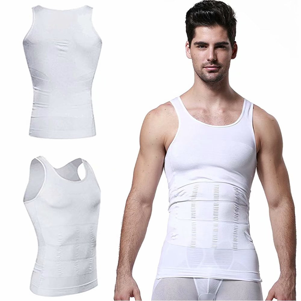 Mens Slimming Body Shaper Vest Shirt 