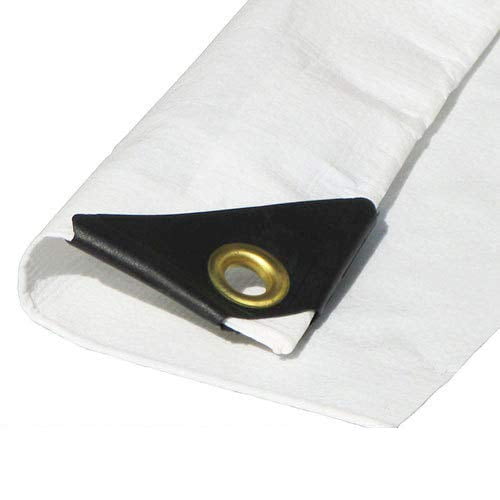 Lona blanca de 10'X18', 12 Mil, extra resistente, toldo reforzado de 3 capas, 6 onzas, 3 capas (tamaño terminado 9,6 X 17,6)