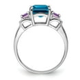 thumbnail image 2 of Sterling Silver Rhodium London Blue Topaz, Amethyst & Diamond Ring, 2 of 6