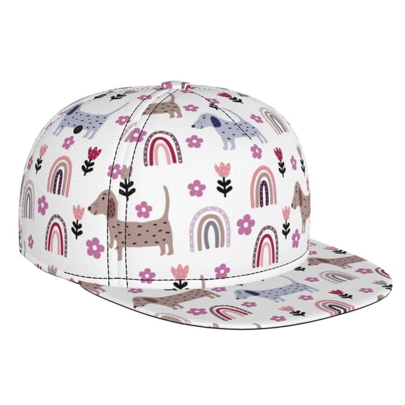 Hirioo Cute Dog for Baseball Cap Men Cap Flat Brim for Men Women Teens Adjustable Baseball Cap