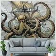 thumbnail image 4 of Orinice Octopus Pirate Ship Tapestry Wall Hanging Unique Style Graphic Tapestries Home Wall Decor Art for Living Room Bedroom Apartment Farmhouse Dorm 40x30inch, 4 of 6