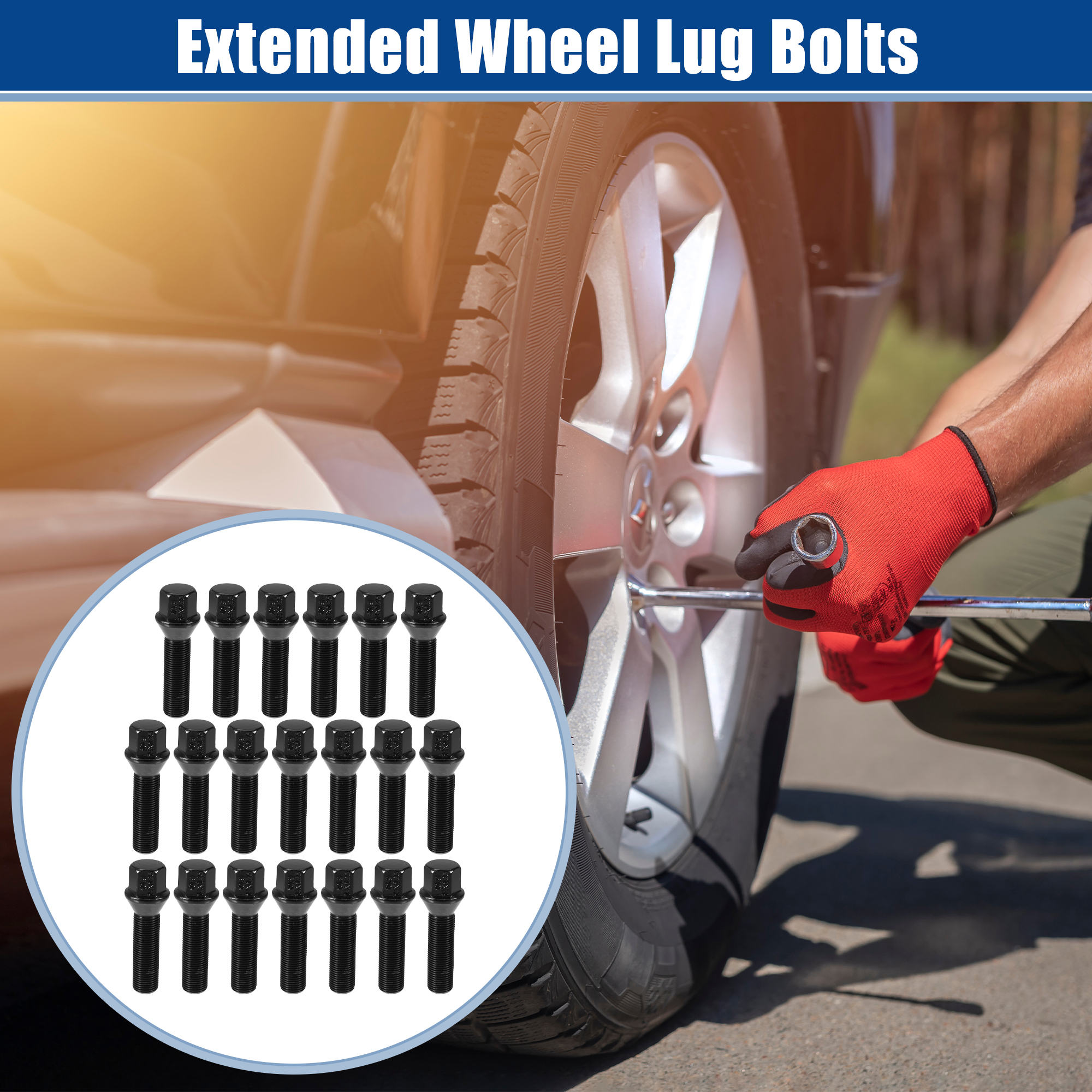 Unique Bargains Extended Wheel Lug Bolts for BMW 5 Series 2010-2019 M14x1.25 Pack of 20