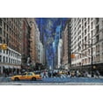 thumbnail image 2 of Bolokofsky, Ronald 24x17 Black Ornate Wood Framed with Double Matting Museum Art Print Titled - New York Street Traffic, 2 of 4