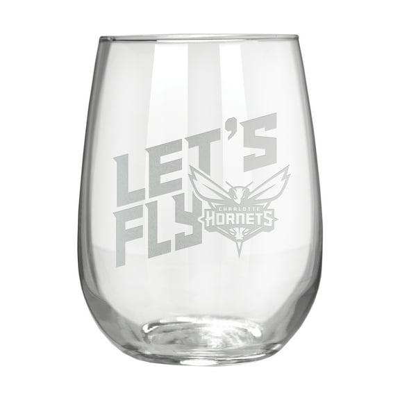 Charlotte Hornets Etched 17oz. Rally Cry Stemless Wine Glass