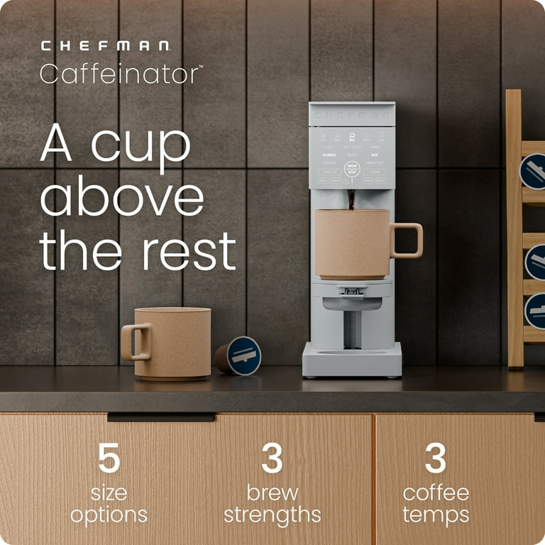 Chefman Single Serve Coffee Maker, Works with K-Cup & Grounds