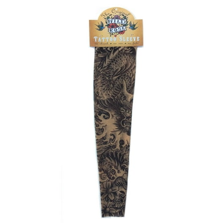Unisex Sea Dragon - Wild Rose Unisex DRAGON Single Tattoo Mesh Sleeve Black Sea Serpents Snake, Tan