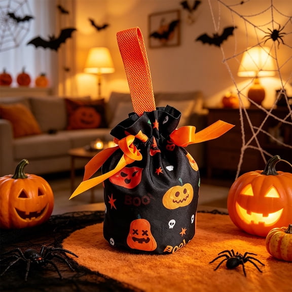 Sruoe 1Pcs Halloween Tote Bag Candy Souvenir Bag Holiday Gift Storage Bag Portable Large Capacity Carrying Bag Portable Storage Bag Festival Decoration Bag