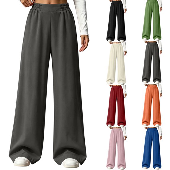 ibiyuan Women Wide Leg Sweatpants, Elastic High Waist Baggy Loose Fit Lounge Pants Soft Breathable Trousers Casual Street Spring Fall Daily Travel Outfit
