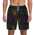 thumbnail image 2 of Goofa Mardi Gras Carnival Printed Men's Swim Trunks Board Shorts Quick Dry Mens Swimming Trunks with Compression Liner,Breathable Fit Hawaii Beach Shorts-Large, 2 of 9