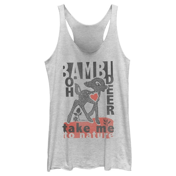 Women's Bambi Take Me to Nature Racerback Tank Top White Heather 2X Large
