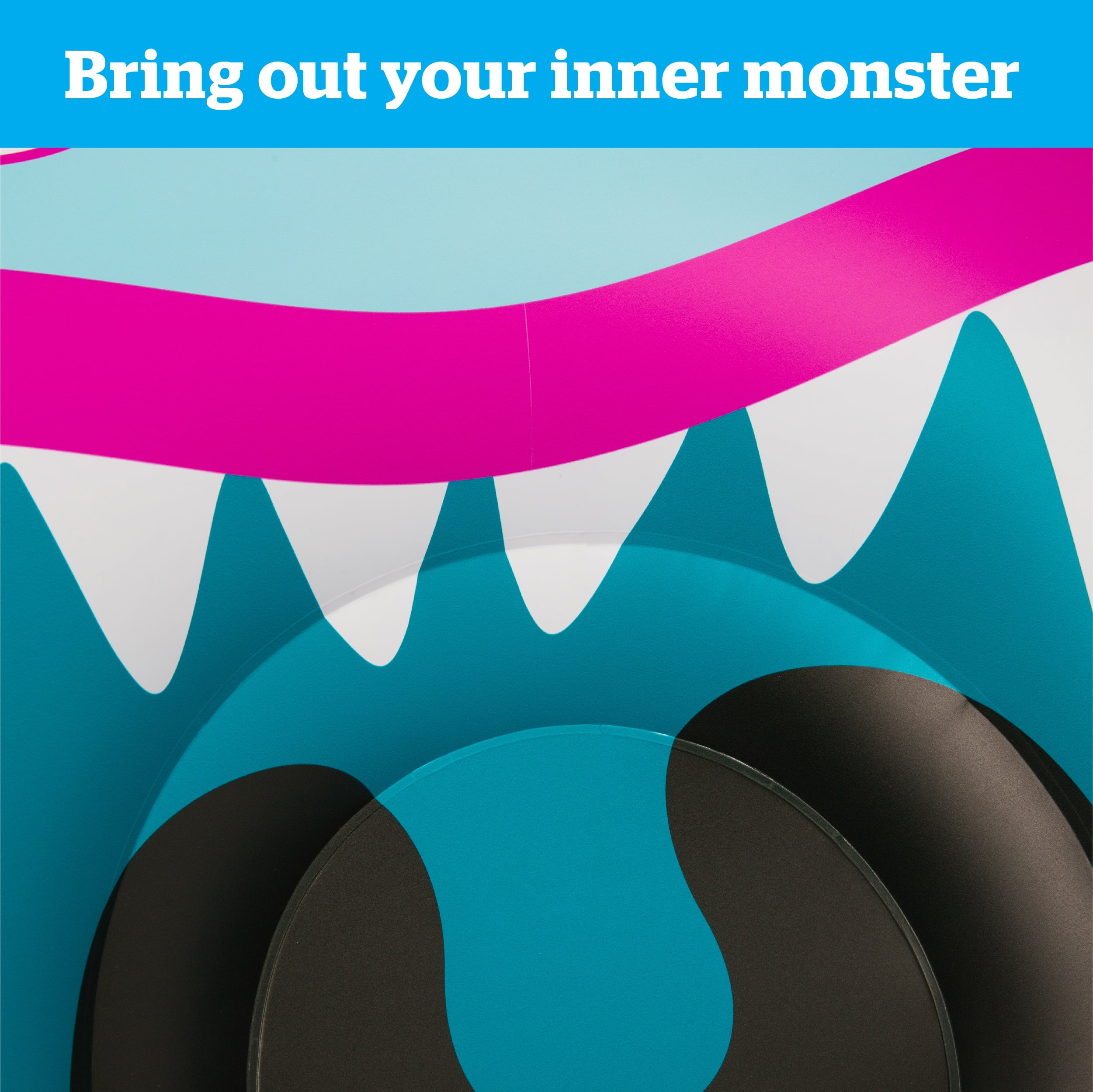 BigMouth Inc. Monster Mouth Snow Tube - 3.5 ft. Wide Inflatable Snow Tube with Easy Grip Handles, Made of Durable Vinyl with Welded Seams - Makes a Great Gift, Multi Color