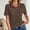 Coffee, variant on Womens Short Sleeve Collared Tops V Neck Button Down Placket Fitted Shirts