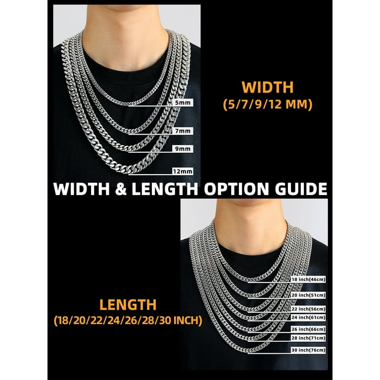 U7 Miami Cuban Link Chain for Mens 5mm 24inch Stainless Steel Curb